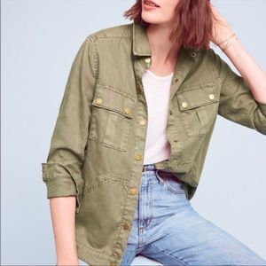 Anthropologie Level 99 Military Shirt Jacket | M | Olive Green Avocado